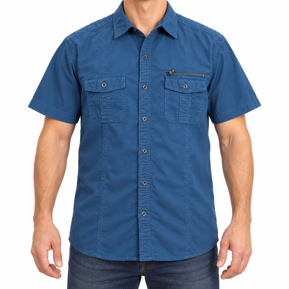 Rock & Republic Shirt Mens Large Short Sleeve Button Up Utility Pockets Casual